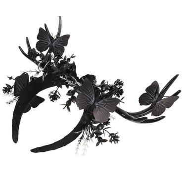 OULII Serre-Tête Bois de Cerf Jeu de Rôle Tissu Noir 1Pcs