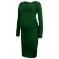 thumbnail image 3 of Robe de Maternité pour Femmes, Robe Midi à Manches Longues et Col Rond avec Fentes Latérales, Robe de Grossesse Douce et Extensible pour Baby Shower et Usage Quotidien, 3 of 6