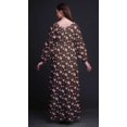 thumbnail image 3 of Bimba Moss Georgette Leaves & Ranunculus Floral Printed Womens Long Sleeve MaxiDressElastic Waist Gown-Large, 3 of 5