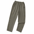 thumbnail image 4 of Timegard Womens Pants Elastic High Waist Lightweight Side Button Solid Color Lounge Trousers with Pockets, 4 of 7