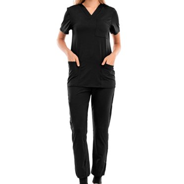Tachiuwa Nursing Uniforms Scrub Set Nursing Work suits Nurse Top and Pants Women Lightweight Short Sleeve for SPA Pet Shop Cosmetology Blue Color M