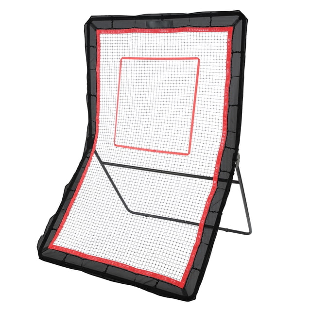 KFFKFF Transat de Crosse pour Usage Extérieur, un Rebondisseur d'Entraînement 5 X 7 Pi avec angles Réglables pour la Pratique du volleyball, du baseball et du softball. Caractéristiques Incluant une Bande de Cible Rectangulaire pour un Contrôle Précis du Ballon, un Cadre de tube en Fer Renforcé pour la Stabilité et un Filet en PE durable avec Bordure en PVC pour l'Élasticité. Conception Résistante aux Intempéries le Rend Idéal pour l'Entraînement de sports de Plein Air.