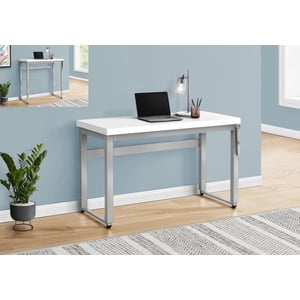 Monarch Specialties Bureau d'ordinateur, Bureau à la maison, Stand, réglable, 48"l, Travail, Ordinateur portable, Métal, Stratifié, Blanc, Gris, Contemporain, Moderne