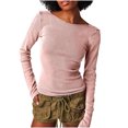 thumbnail image 1 of Pisexur Chandail pour Femmes Mode Chandails Tricotés à Col Rond Hauts à Manches Longues pour Femme Décontracté Léger Dos Échancré Hauts d'Automne Chandail Ajusté, 1 of 7