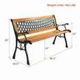 thumbnail image 3 of Patio Park Garden Bench Porch Path Chair Deck Cast Iron Hardwood, 3 of 10