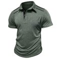 thumbnail image 3 of Styesk T Shirts for Man Fashion Solid Color Leisure Versatile Motion Button T-shirt Lapel Top, 3 of 5