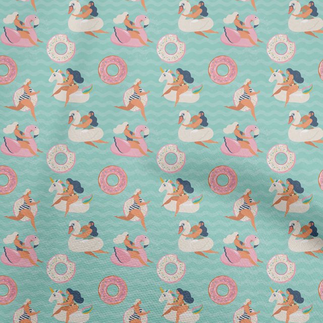 oneOone Polyester Spandex Light Mint Green Fabric Kawai Sewing Craft Projects Fabric Prints By Yard 56 Inch Wide