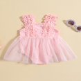 thumbnail image 3 of Nouveau-né Bébé Filles Romper Robe Dentelle Floral Tulle Robe Sans Manches en Mesh Combinaison Été Casual Body, 3 of 9