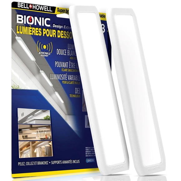 Bell + Howell Bionic White 2 Pack Motion Sensor Rechargeable LED Under Cabinet Lights Easy Clean Care