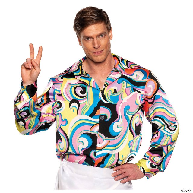 1960s Disco Shirt Multicolor Psychedelic Adult Men's Costume Accessory OS