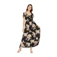 thumbnail image 1 of Women's Hawaiian Maxi Ruffle Sleeve Dress in Hibiscus Black, 1 of 1