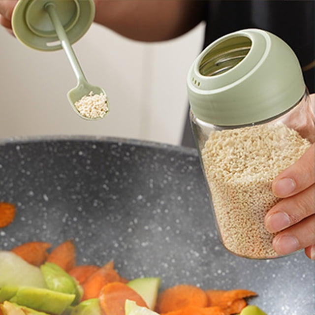 Glass Jar with Lid,Kitchen Seasoning Storage Jar Spoon Lid Integrated Glass Telescopic Seasoning Jar,Jars with Lids,Glass Jars with Lids,Glass Storage Jars