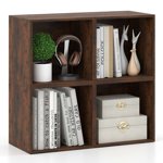 Costway 4 PCS Organisateur de rangement en cubes de bois Étagère de livre ouverte empilable pour petit Space brun