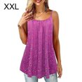 thumbnail image 2 of facefd Femmes Pois Imprimé Encolure Carrée Sans Manches pour Camisole Haut Violet TTG, 2 of 4