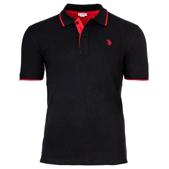 U.S. POLO ASSN. men's POLO avec Détails Contrastants - piqué, logo, Coton Extensible Noir m (Moyen)