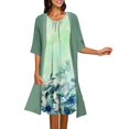 thumbnail image 1 of Robes d'Été pour Femmes Deux Pièces Impression Numérique 3D Mode Manches Courtes Grande Taille Vert Menthe TTTG, 1 of 3