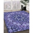 thumbnail image 3 of Ahgly Company Tapis d'Intérieur Rond Lavable en Machine Transitionnel Violet Profond Péri-Froissement, 7 Pieds Rond, 3 of 7