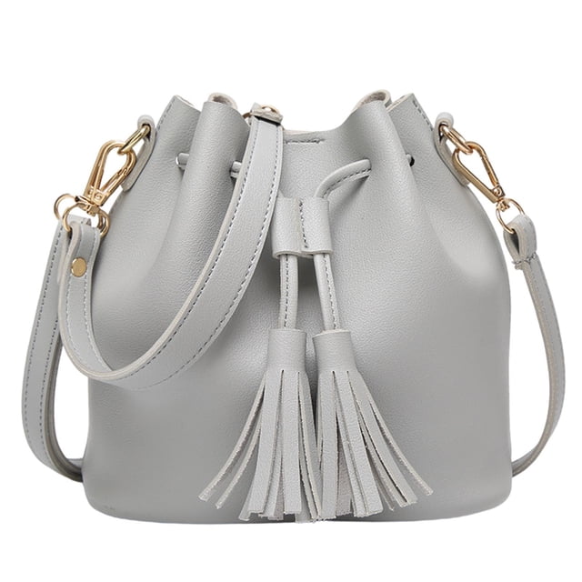 maskred Bucket Shoulder Bag Drawstring Bag Purse Handbags Small Shopping Gray 22x11x19CM 5Set