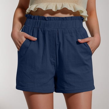 Gspmoly Shorts de Gym pour Hommes, Shorts pour Femmes Été Décontractés Taille Haute à Cordon, Jambe Grand, Plage, Légers, Short avec Poches, Shorts de Golf pour Femmes, Offres des Fêtes, Bleu Marine G