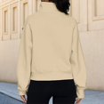 thumbnail image 4 of Stand Collar Fall Clothes Half Zip Women Solid Color Daily Outfit (Coffee XL), 4 of 6