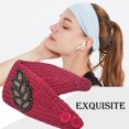 thumbnail image 4 of Crochet Headbands Winter Leaves Pattern with Rhinestones Elastic Head Protector Wide Warm Chunky Hair Accessories for Girls Peach, 4 of 7
