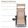 thumbnail image 4 of Outsunny Foldable Lounge Chair with Canopy Shade, Side Tray, Cup Holder, 4 of 10