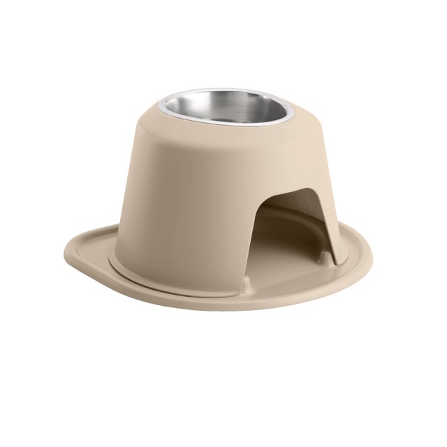 WeatherTech Système d'Alimentation pour Animaux à Hauteur Unique, Support de 8 Pouces de Hauteur - Acier Inoxydable - Beige