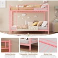 thumbnail image 3 of Ourlova Twin Over Twin Metal Bunk Bed with Ladder and Guardrails- Heavy Duty- 400 Lbs Capacity- No Box Spring Needed- Easy Assembly- Pink - Space-Saving Children Bed, 3 of 7