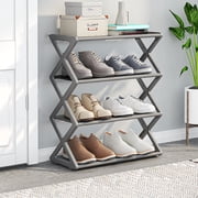 Antqov Shoe Rack Organizer, Household X Type Shoe Rack Multifunctional Double Steel Tube Assembly Shoe Cabinet Dormitory Shoe Storage Shelf