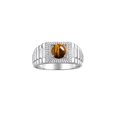 thumbnail image 1 of RYLOS Men's Ring 14K White Gold Ring, 7MM Round Shape Gemstone Designer Style Rings Tiger Eye November Birthstone Rings Gold Size 9, 1 of 7