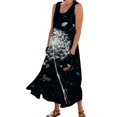 thumbnail image 1 of TJAZFJPA Robe à une Épaule pour Femmes Mode pour Femmes Col Rond Décontractée Imprimé Pissenlit 3D Sans Poignets Poche Longue Robe Débardeur Robe Décontractée Robe d'Hiver Invitée de Mariage pour Femmes, 1 of 6