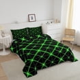 thumbnail image 3 of Erosebridal Teens Abstract Bedding Full Comforter Set, Green Strpied Geometry Down Comforter, Modern Fashion Decor, Lightweight, 3 of 8