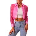 thumbnail image 1 of INSPIRE CHIC Chemise à Manches Longues Transparente en Maille à Col Pointu à Boutons devant pour Femme TP Rose Vif, 1 of 6