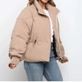 thumbnail image 4 of Veste en Duvet pour Femmes en PVC, Cardigan Uni à Col Montant, Manteau Rembourré d'Extérieur, 4 of 9