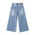 thumbnail image 2 of KIDSCOOL SPACE Girls Flare Jeans,Little Big Girl Ripped Wide Leg Soft Denim Pants,5-6 Years, 2 of 5