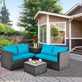 thumbnail image 1 of Costway 4PCS Outdoor Patio Rattan Furniture Set Cushion Loveseat Storage Table Turquoise, 1 of 10