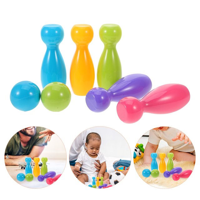 OUNONA 1 Set Bowling Pins Toy Bowling Set Plastic Multi-colored Skill Development