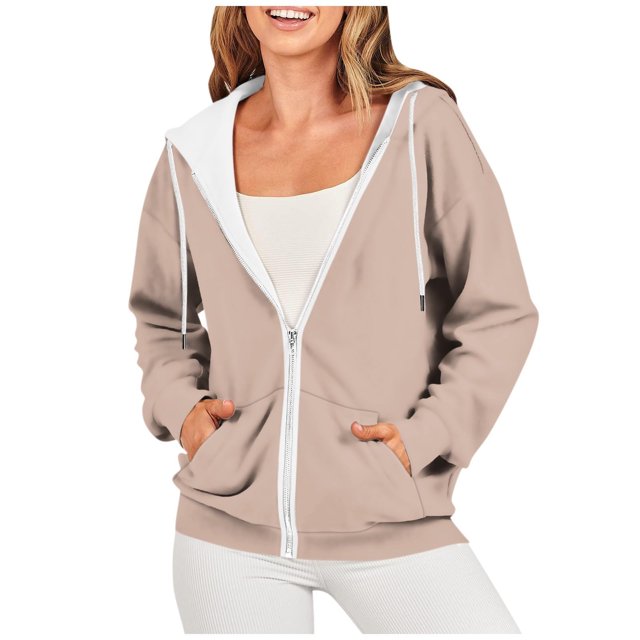 Timegard Vestes à Capuche Zippées pour Femmes Manches Longues Chandails en Molleton Décontractés Mode Automne avec Poches