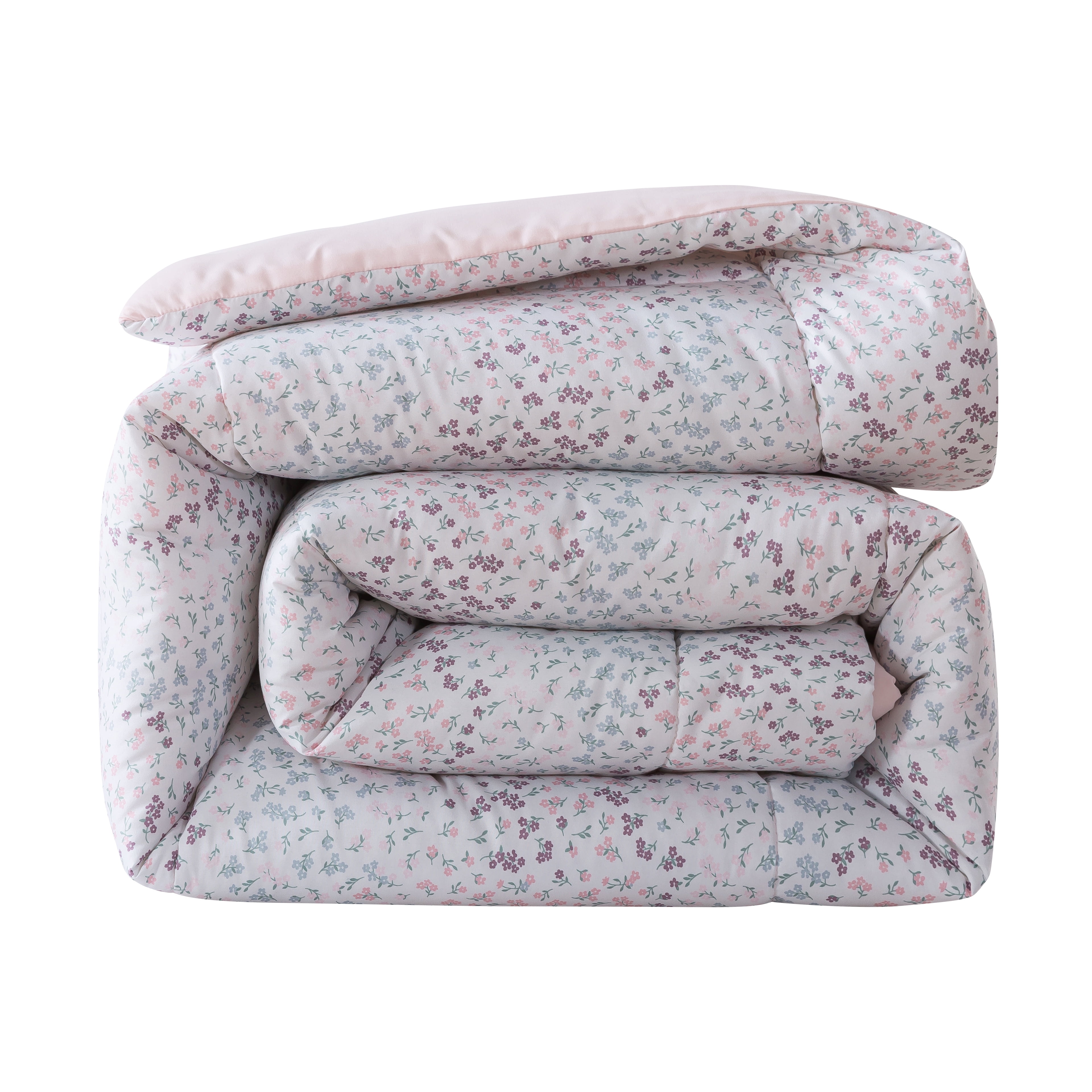 Mainstays – Ensemble de literie tout-en-un réversible avec couette et draps, 5 pièces, format simple très grand (Twin XL), rose blush