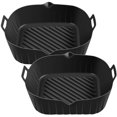 thumbnail image 1 of 2 Pcs Pot en Silicone pour Friteuse à Air Chaud avec Poignée Résistant à la Chaleur Doublure pour Friteuse à Air 6.9 Pouces Moule de Cuisson Carré, 1 of 7