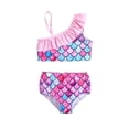 thumbnail image 1 of MIASHUI Girls Two Piece Bathing Suit Bikini Swimsuit Striped Ruffle Swimwear,Pink,2-3 Years, 1 of 6