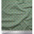 thumbnail image 1 of Soimoi Green Silk Fabric Filigree Damask Printed Fabric 1 Yard 42 Inch Wide, 1 of 3