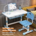 thumbnail image 2 of Kids Study Desk Chair Set, Height Adjustable Toddlers Writing Table with Tiltable Reading Stand LED Table Light, Living Room Bedroom Children Learning Table with Extra Large Drawer, 2 of 4