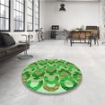 thumbnail image 4 of Ahgly Company Tapis d'Intérieur Ronds Transitionnels Lavables à la Machine, Vert Lime Foncé, 6 Pieds Rond, 4 of 7