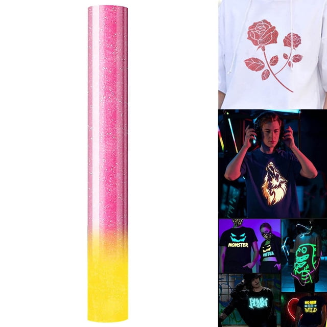 weibbin Glitter Luminous Lettering Film Heat Transfer Vinyl Iron On DIY Color Clothing Iron Film Paper Heat Transfer Film