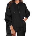 thumbnail image 1 of Pisexur Womens Hoodies Solid Color Hooded Sweatshirt Casual Drawstring Oversized Hoodie Fashion Loose Ribbed Fall Tops Pullover Tops with Pocket, 1 of 7