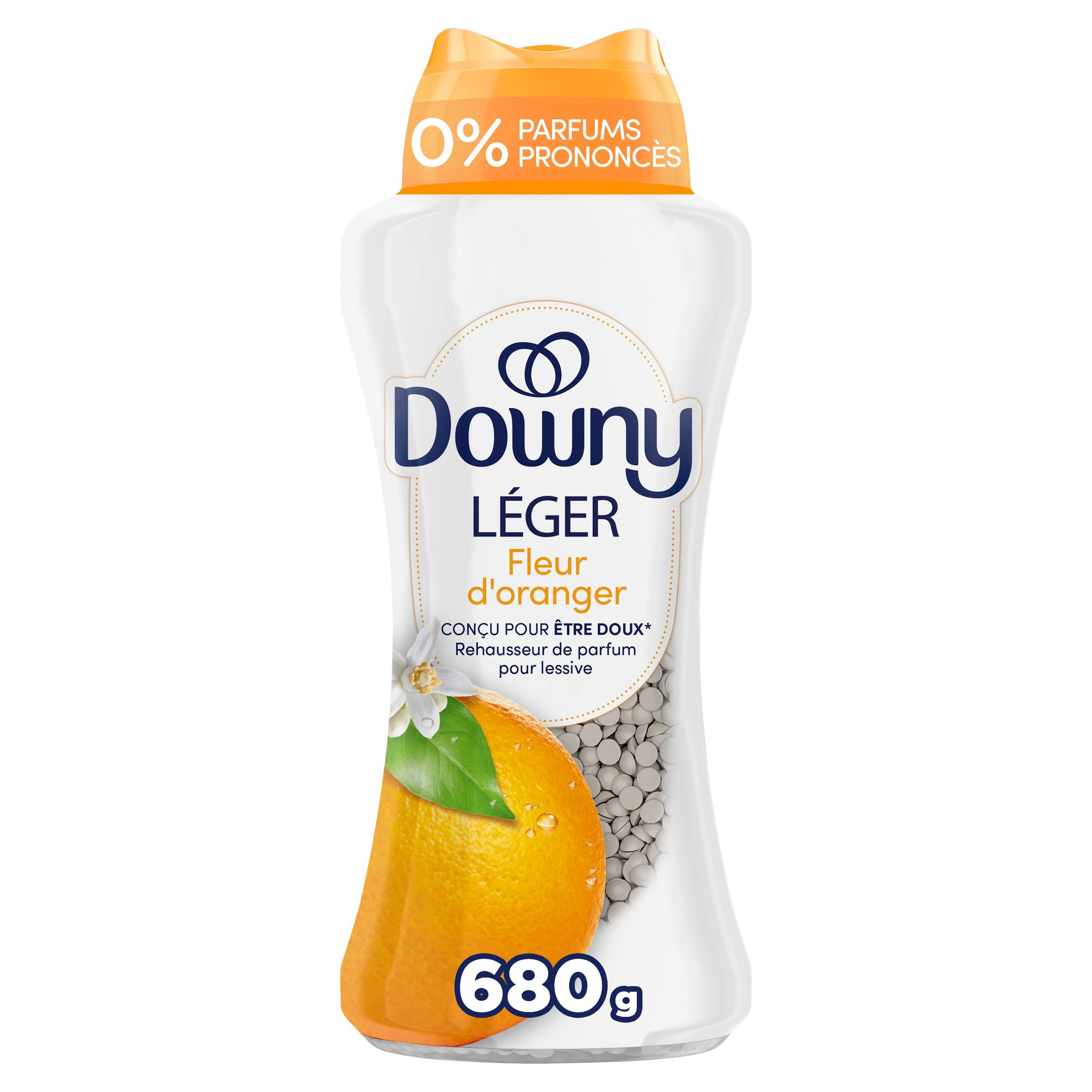 Perles rehausse-parfum pour lessive Downy Léger, parfum Fleur d’oranger, perles pour les tissus et la lessive, conçues pour être douces avec une légère bouffée de parfum, sans parfums prononcés