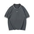 thumbnail image 3 of T-shirts Garçons Manches Courtes Décontracté Polo Uni Gris Foncé 5-6 Ans, 3 of 6