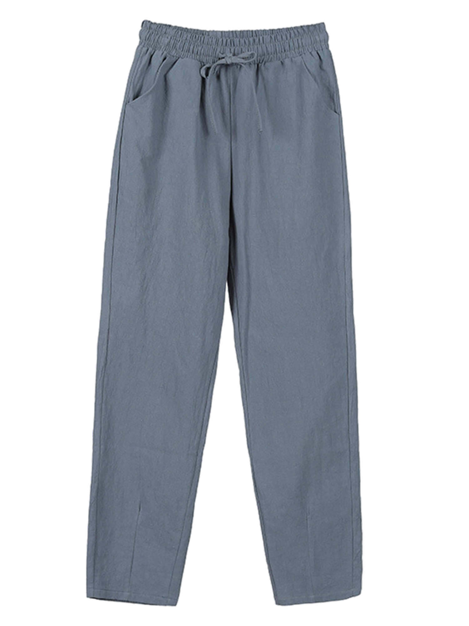 Innerwin Bottom Mid Waisted Ladies Trousers Sports Elastic Waist Basic Loungewear Gray Blue M