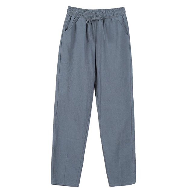 Innerwin Bottom Mid Waisted Ladies Trousers Sports Elastic Waist Basic Loungewear Gray Blue M